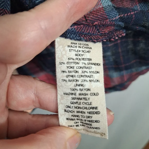 Soft Surroundings Plaid Tunic Top Burnout Velvet Paisley Forest Fairy Boho 2X - Picture 8 of 16